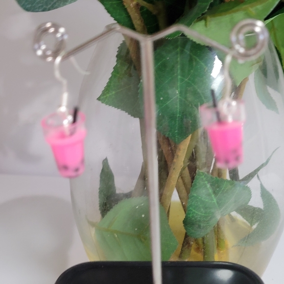 Boba BUBBLE TEA EARRINGS CUTE!! Handmade - Picture 7 of 8